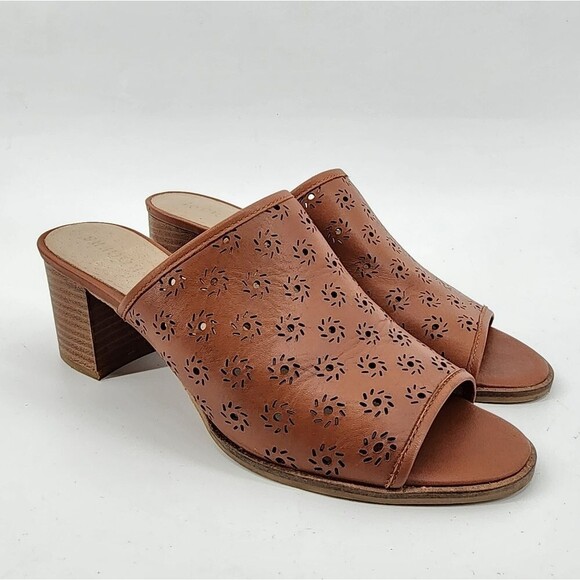 Jack Rogers Shoes - Jack Rogers‎ Ronnie Mocha Perforated Heeled Mule Slides